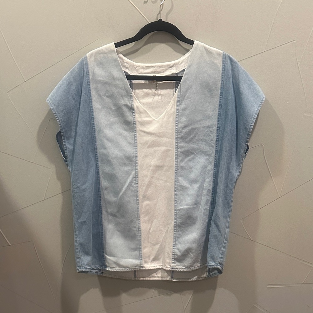 Entro Blue and White Striped Blouse